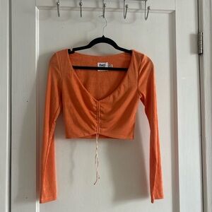 Princess Polly Bright Orange Long Sleeve Crop Top